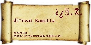 Árvai Kamilla névjegykártya
